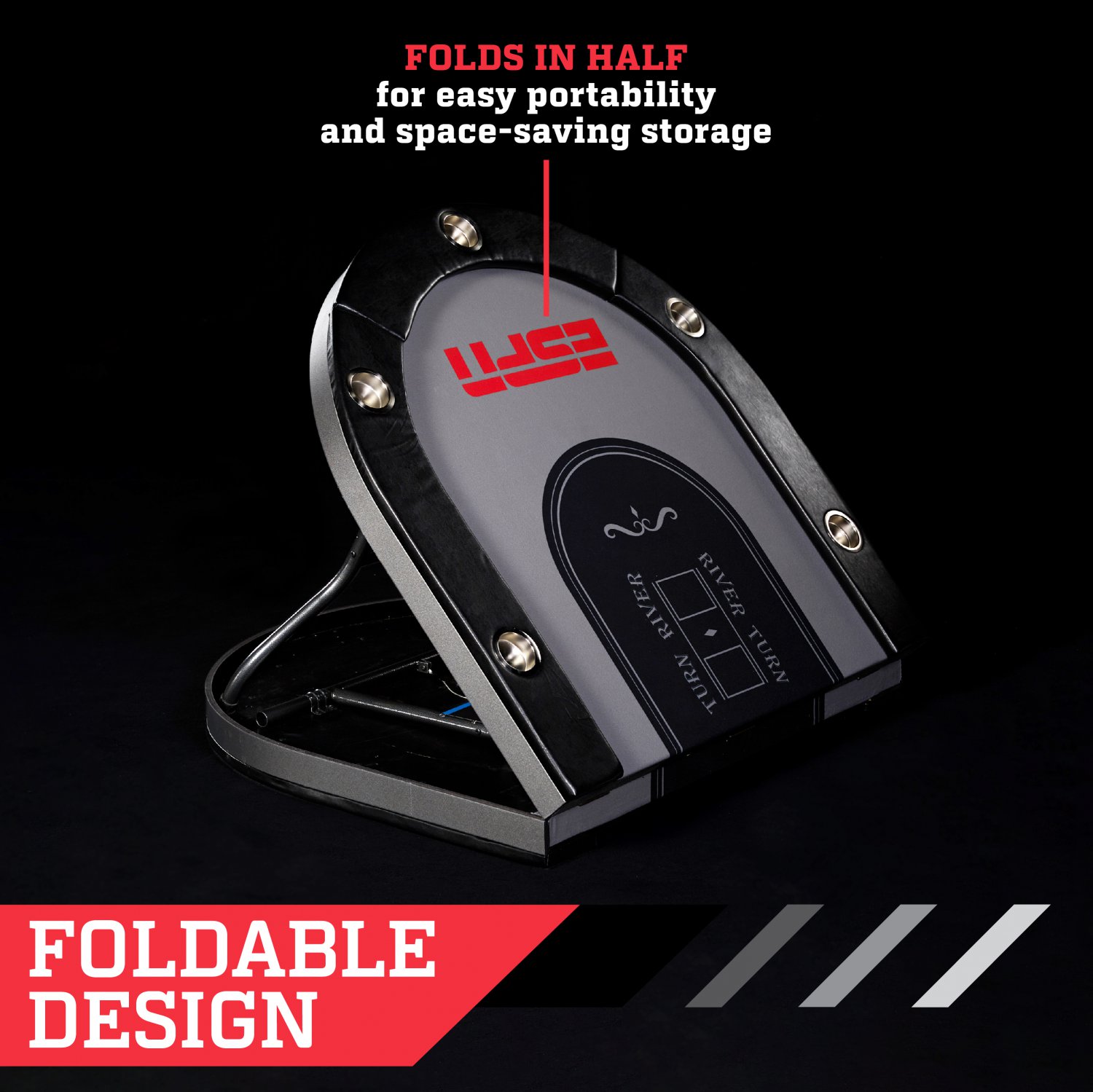 ESPN 10 Player Premium Foldable Poker Table w InLaid LED Lights, Pre