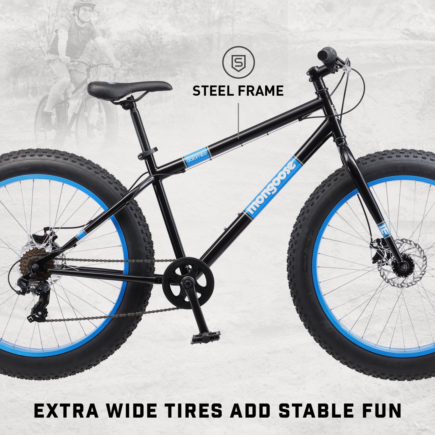 Mongoose Dolomite Men's Fat Tire Bike, 26-inch Wheels, 7 Speeds