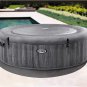 Intex PureSpa Greywood Deluxe 6 Person Portable Hot Tub Jet Spa w Bubble Jets, Hardwater Treatment