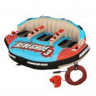Airhead AHRE-503 Renegade Big 3 Person Inflatable Towable Water Tube Kit with Boat Rope & Pump