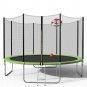 EUROCO 14' Trampoline with Basketball Hoop and Enclosure