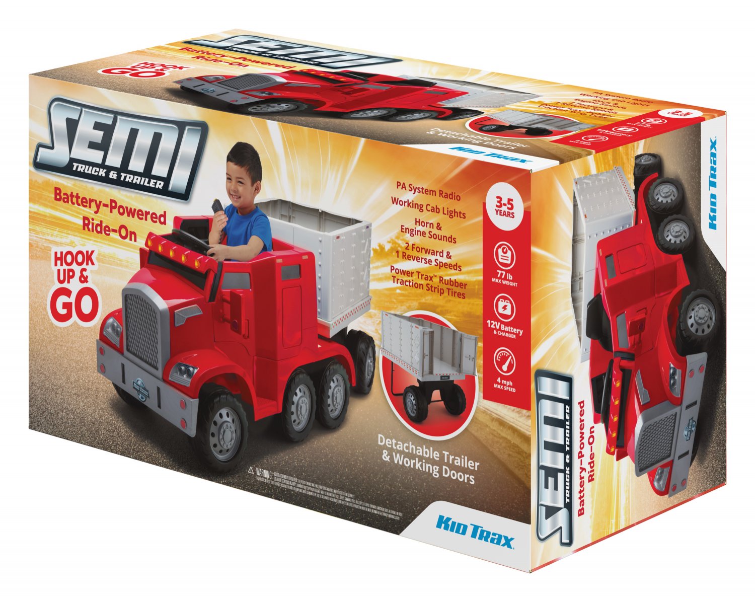 SemiTruck and Trailer RideOn Toy by Kid Trax Rig