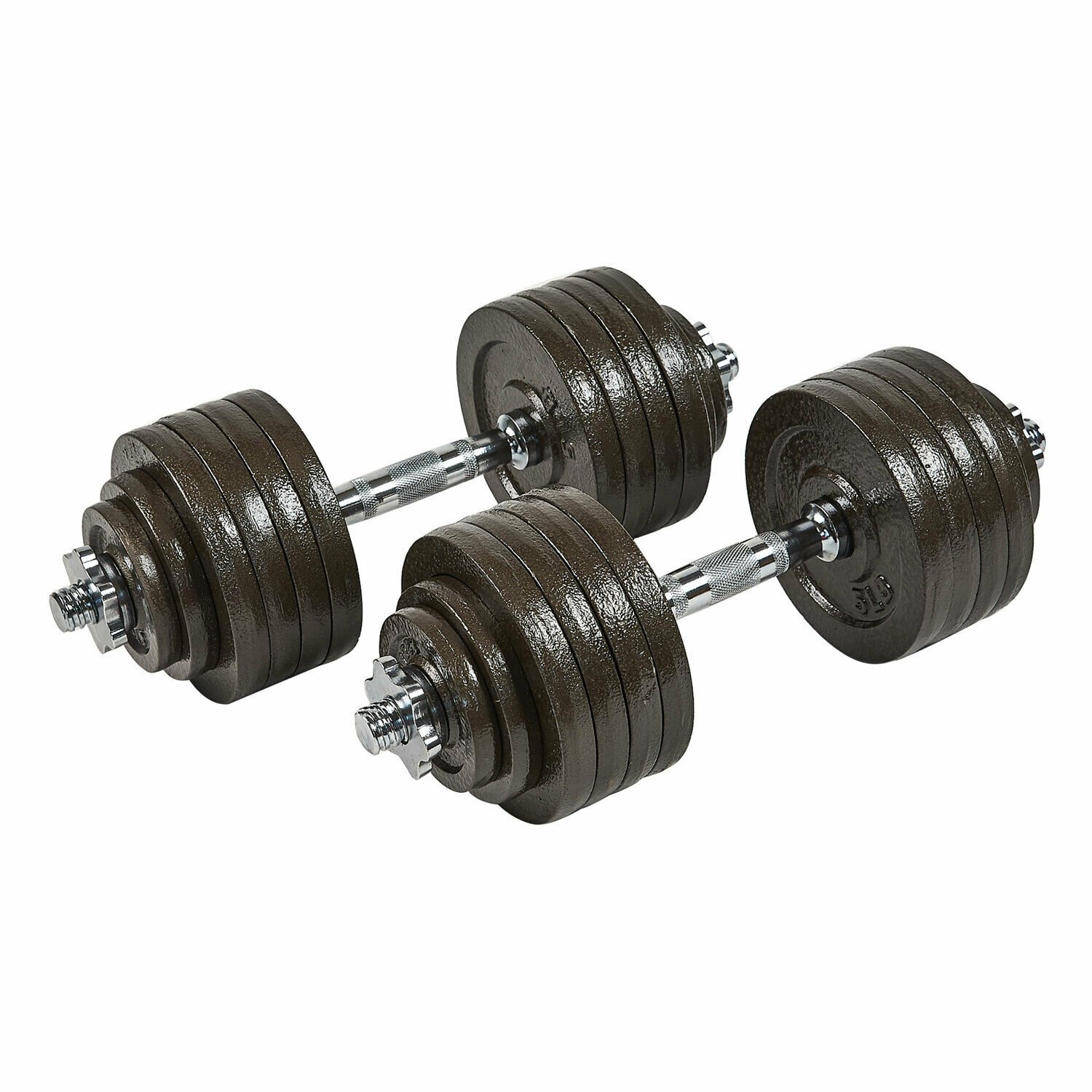105 Pound Adjustable Weight Dumbbell Set with Cast Iron Plates Pair