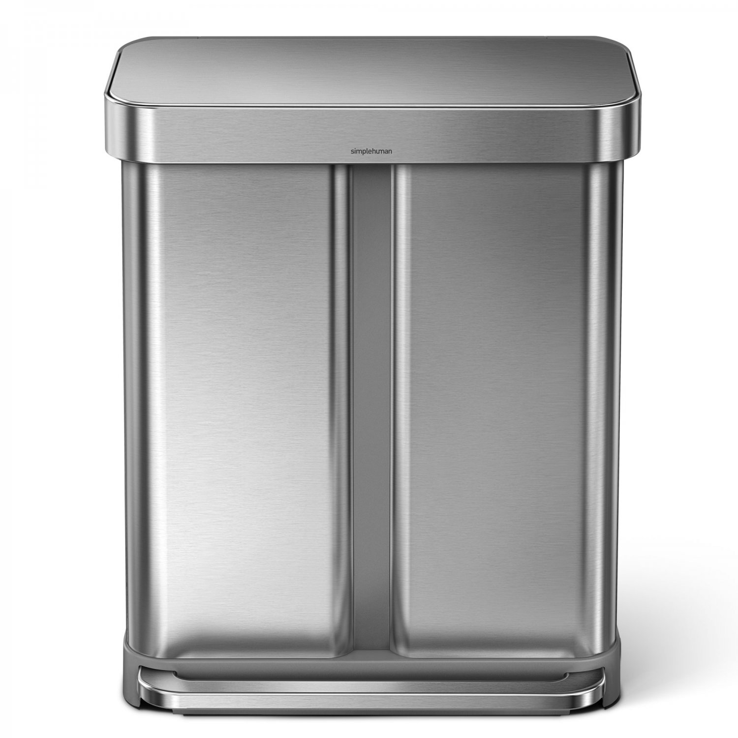 simplehuman 58 L / 15.3 gal Stainless Steel Kitchen Step Can Dual Compartment Recycle