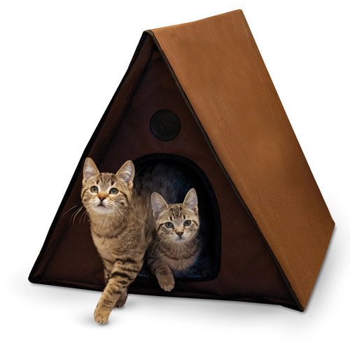 K&H Pet Products Outdoor Multi-Kitty A-Frame Chocolate 35 X 20.5 X 20 Inches Heated