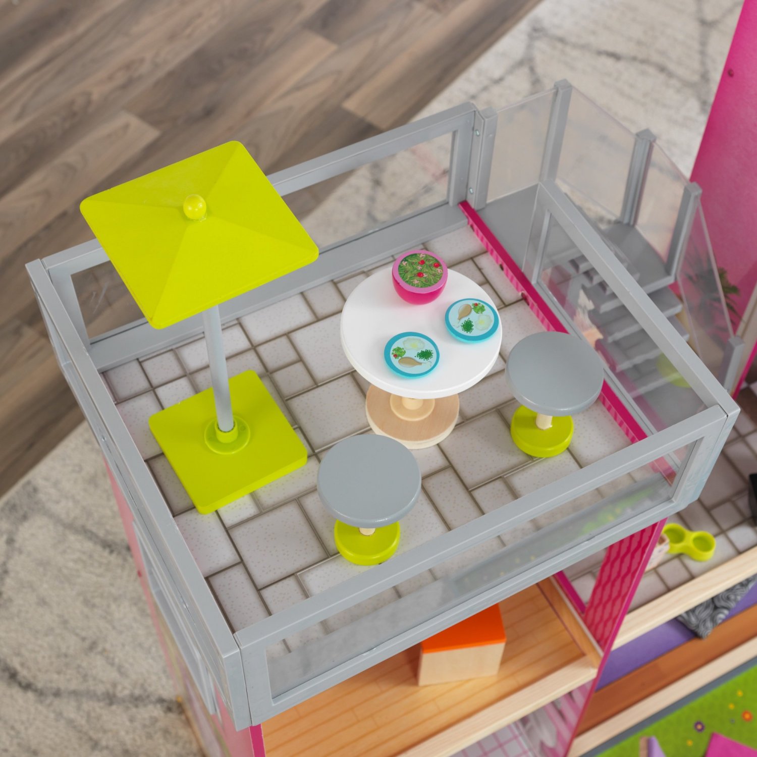 KidKraft Uptown Wooden Dollhouse with Lights & Sounds, Pool and 36