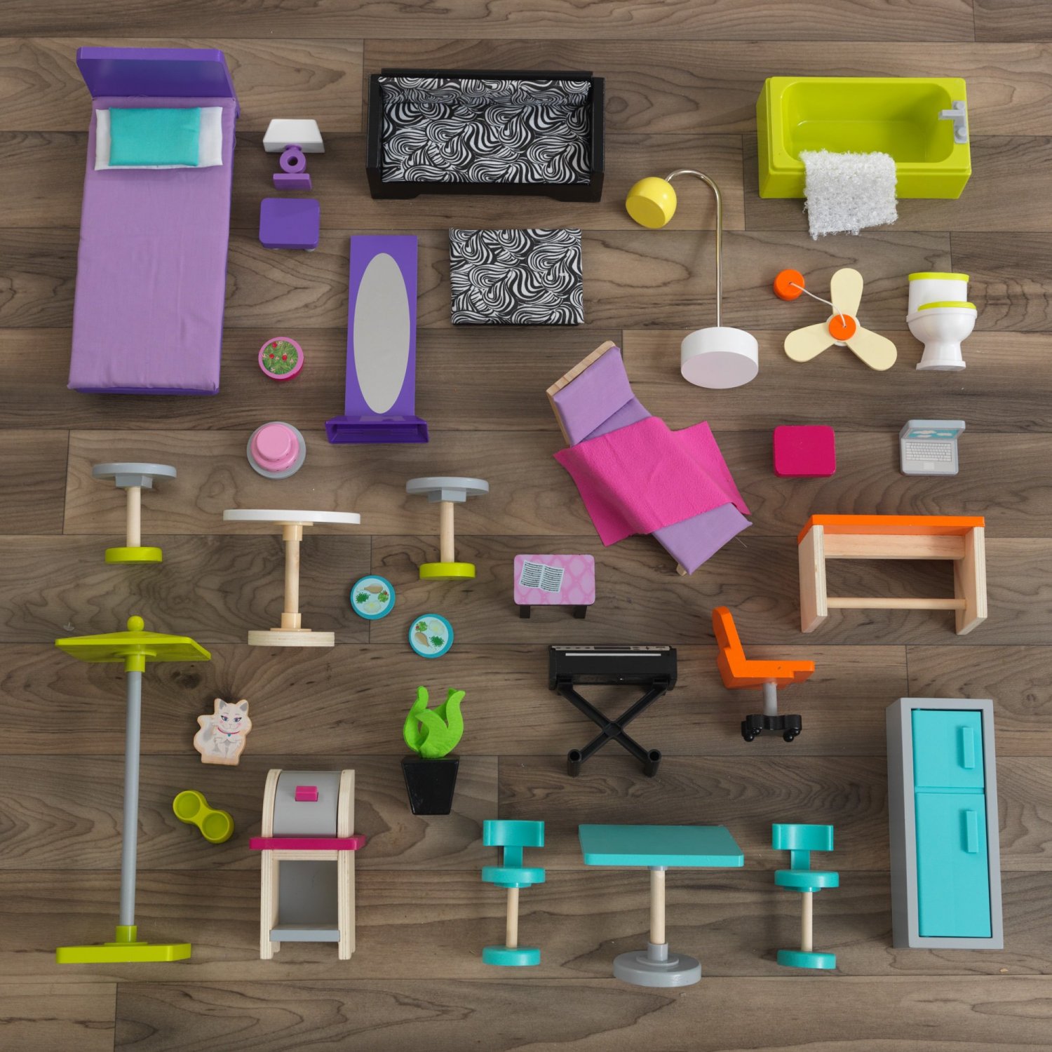 KidKraft Uptown Wooden Dollhouse with Lights & Sounds, Pool and 36