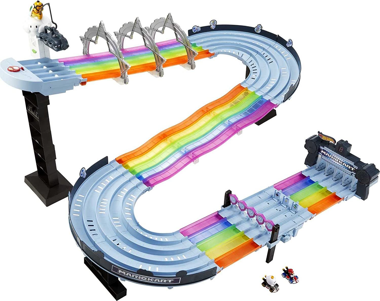 Mattel - Hot Wheels Mario Kart Rainbow Road Raceway 8-Foot Track Set with Lights & Sounds