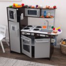 KidKraft Uptown Espresso Wooden Play Kitchen and 30-Piece Play Food Accessories