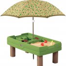 Naturally Playful Sand And Water Activity Table With 7 Piece Accessory Set and Umbrella