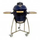 Lifesmart 15 inch Kamado Ceramic Charcoal Grill with Stainless Steel Cart