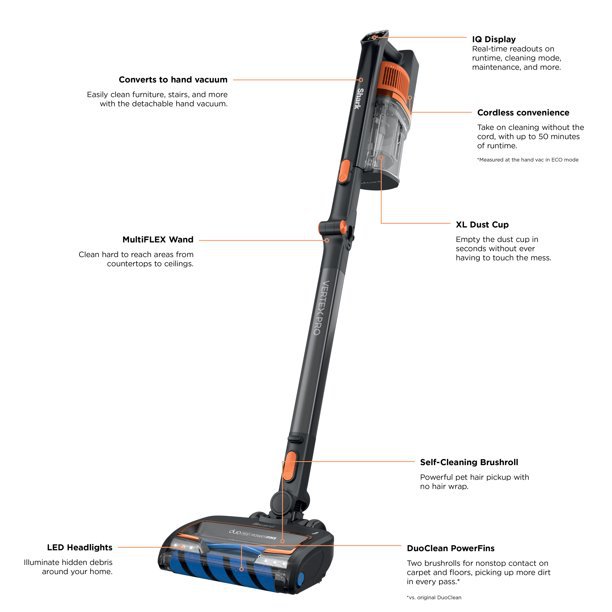 Shark Cordless Vertex Pro with Duo Clean Power Fins and Self-Cleaning Brushroll, IZ640H