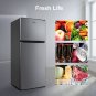 Galanz 4.6. Cu ft Two Door Mini Fridge with Freezer, Stainless Steel