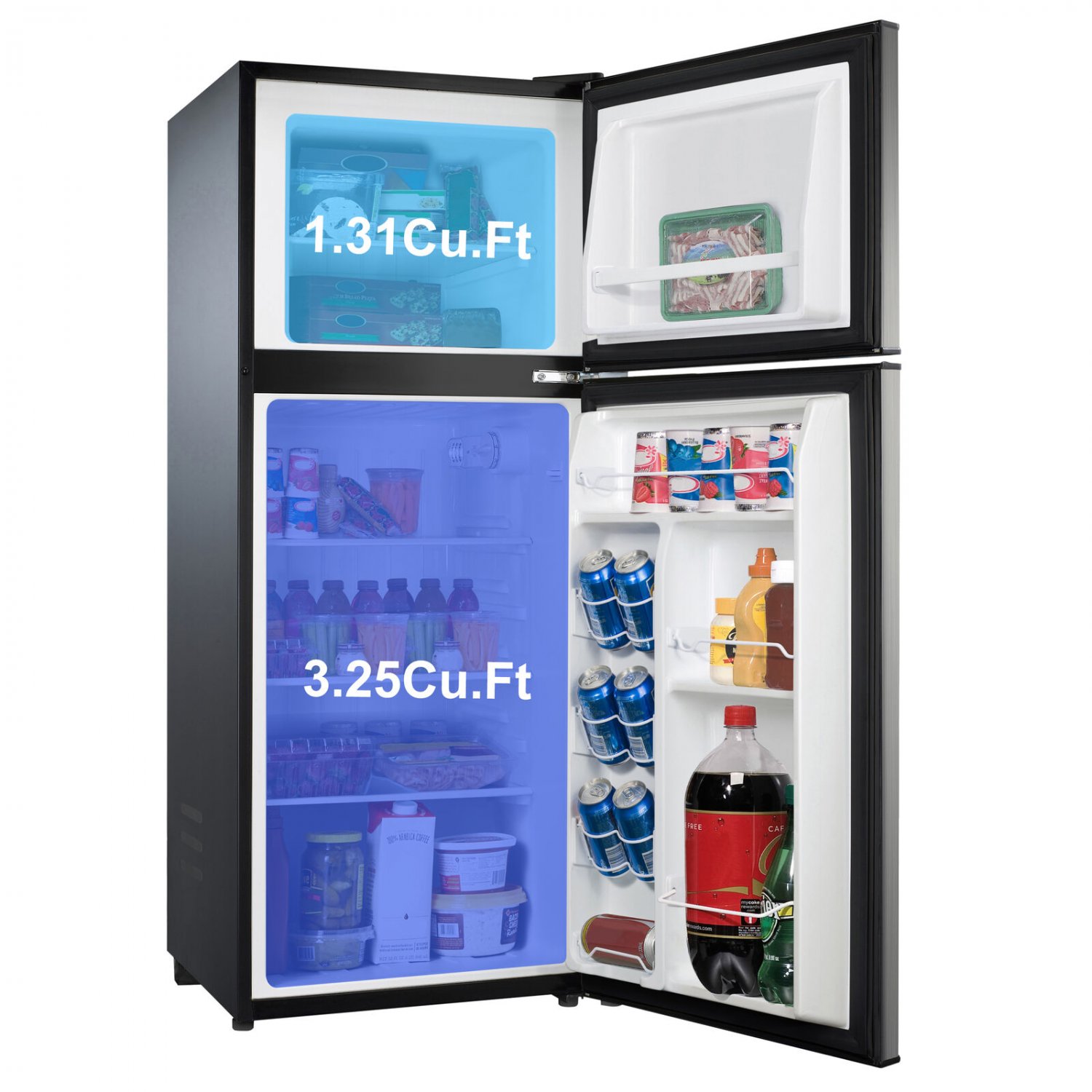 Galanz Cu Ft Two Door Mini Fridge With Freezer Stainless Steel