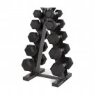 Fuel Pureformance by CAP 150 lb Coated Rubber Hex Dumbbell Weight Set with A-Frame Rack