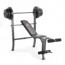 Marcy Pro Marcy Standard Bench with 100 Lb. Weight Set Home Gym Workout Equipment