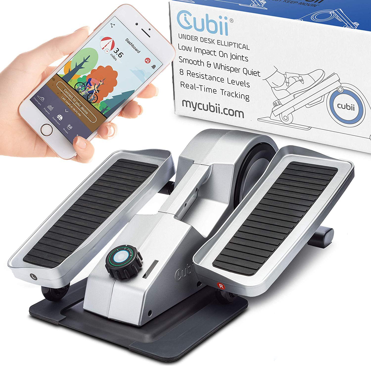 Cubii Pro Seated Under Desk Elliptical Trainer, Bluetooth, Adjustable Magnetic Resistance