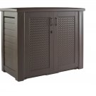 Rubbermaid Patio Chic Outdoor Storage Cabinet, Resin, Dark Teak, 123 Gallon