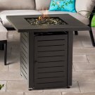Mainstays 28" Square 50000 BTU Propane Gas Fire Pit Table Lava Rocks, Metal Lid & Protective Cover