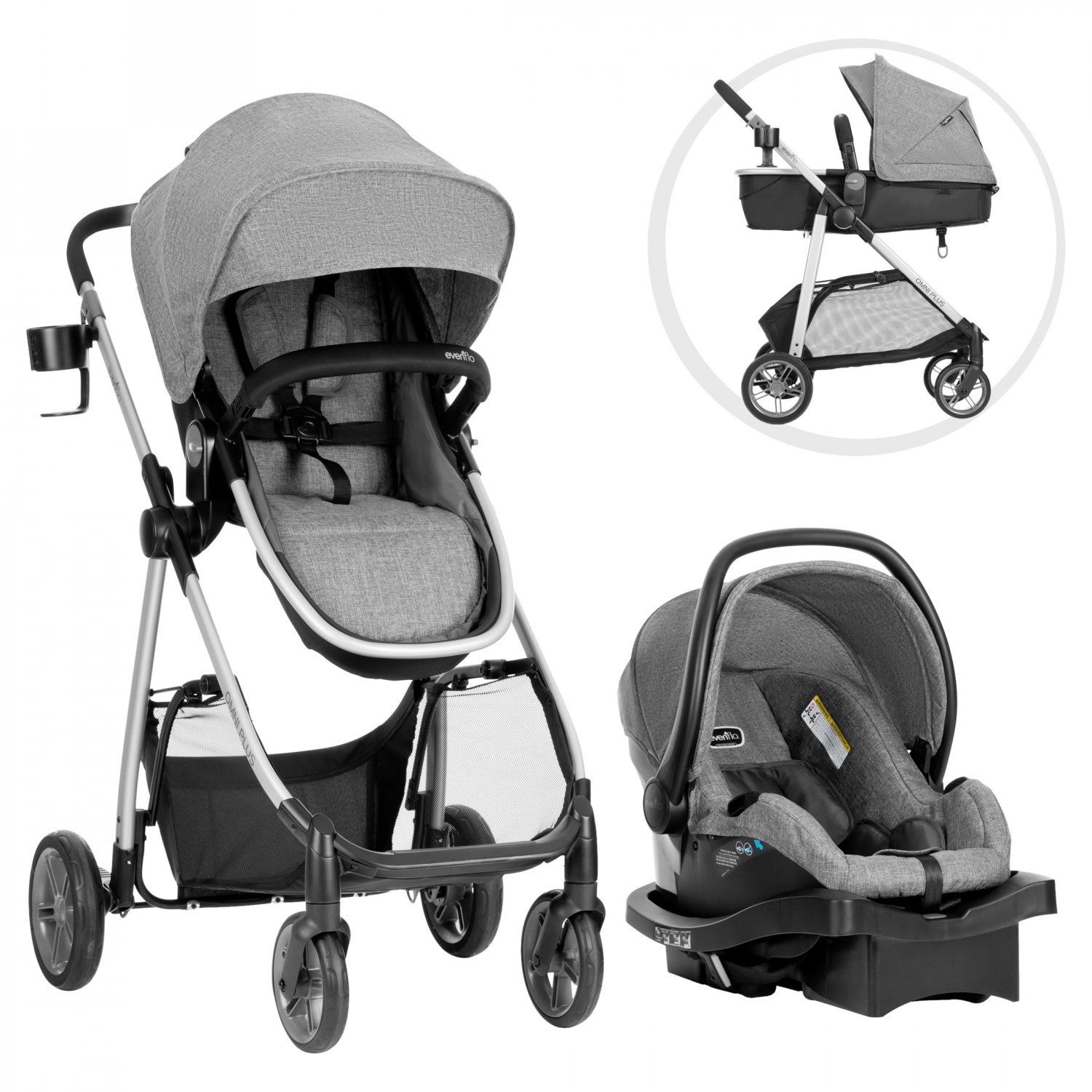 Evenflo Omni Plus Modular Travel System with LiteMax Sport Rear-Facing Infant Car Seat