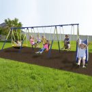 Sportspower Outdoor Super 8 Fun Metal Swing Set with 6ft Heavy Duty Slide, Saucer Swing