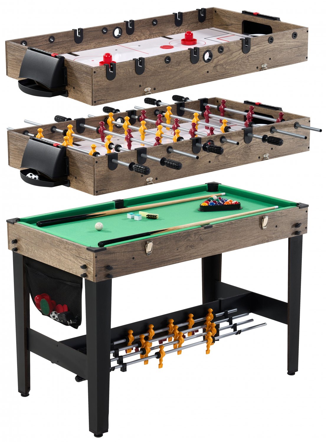 MD Sports 48" Combo Air Powered Hockey, Foosball, and Billiard Game Table