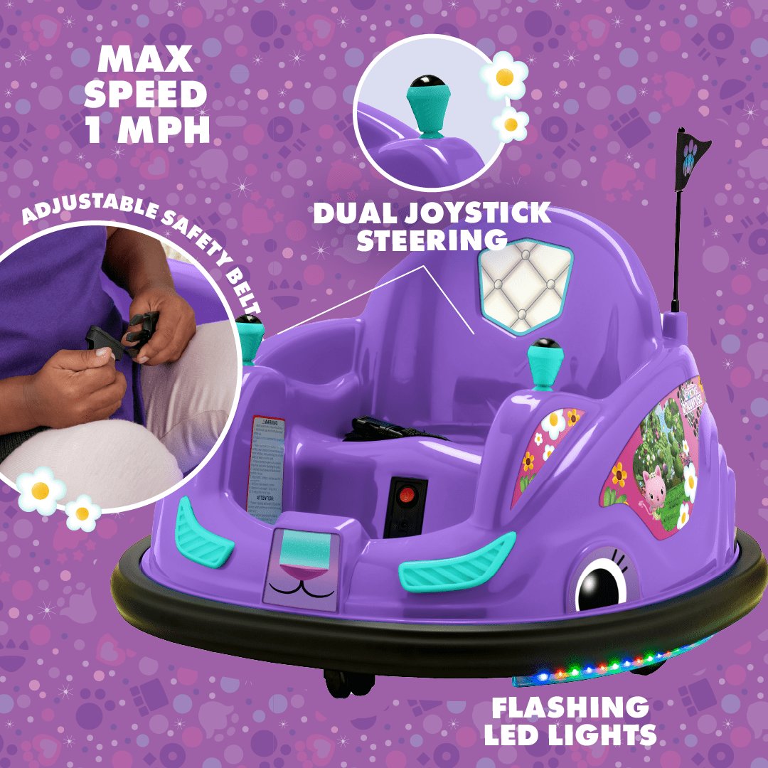 Gabby's Dollhouse 6V Bumper Car, Battery Powered, Electric Ride On by