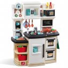 Great Gourmet Tan and White Plastic Play Kitchen Set for Kids
