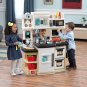 Great Gourmet Tan and White Plastic Play Kitchen Set for Kids