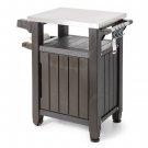 Keter Unity 40 Gal Patio Storage Grilling Bar Cart w/ Stainless Steel Top