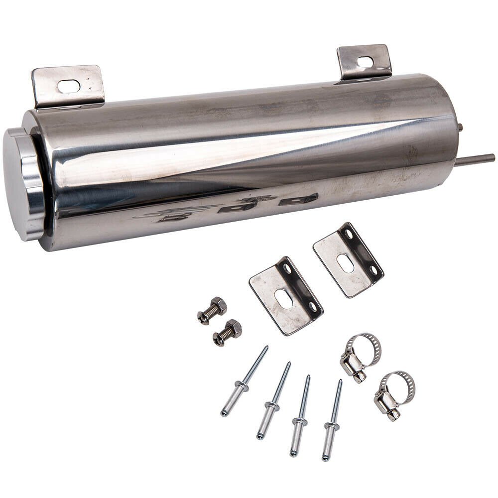 3" x 10" Polished Stainless Steel Radiator Coolant Over Flow Oil Catch