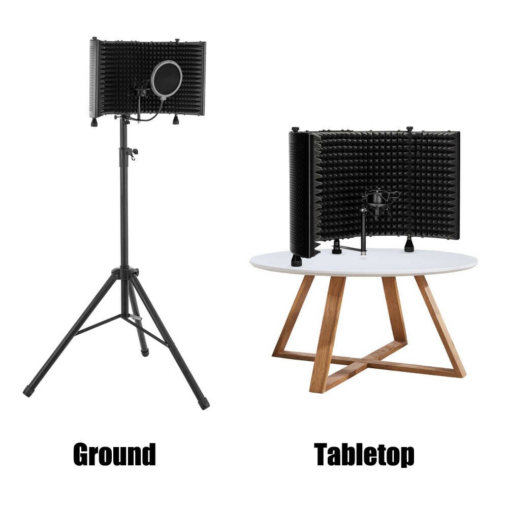 Microphone Isolation Shield Absorbing Foam Mic Tripod Universal Stand