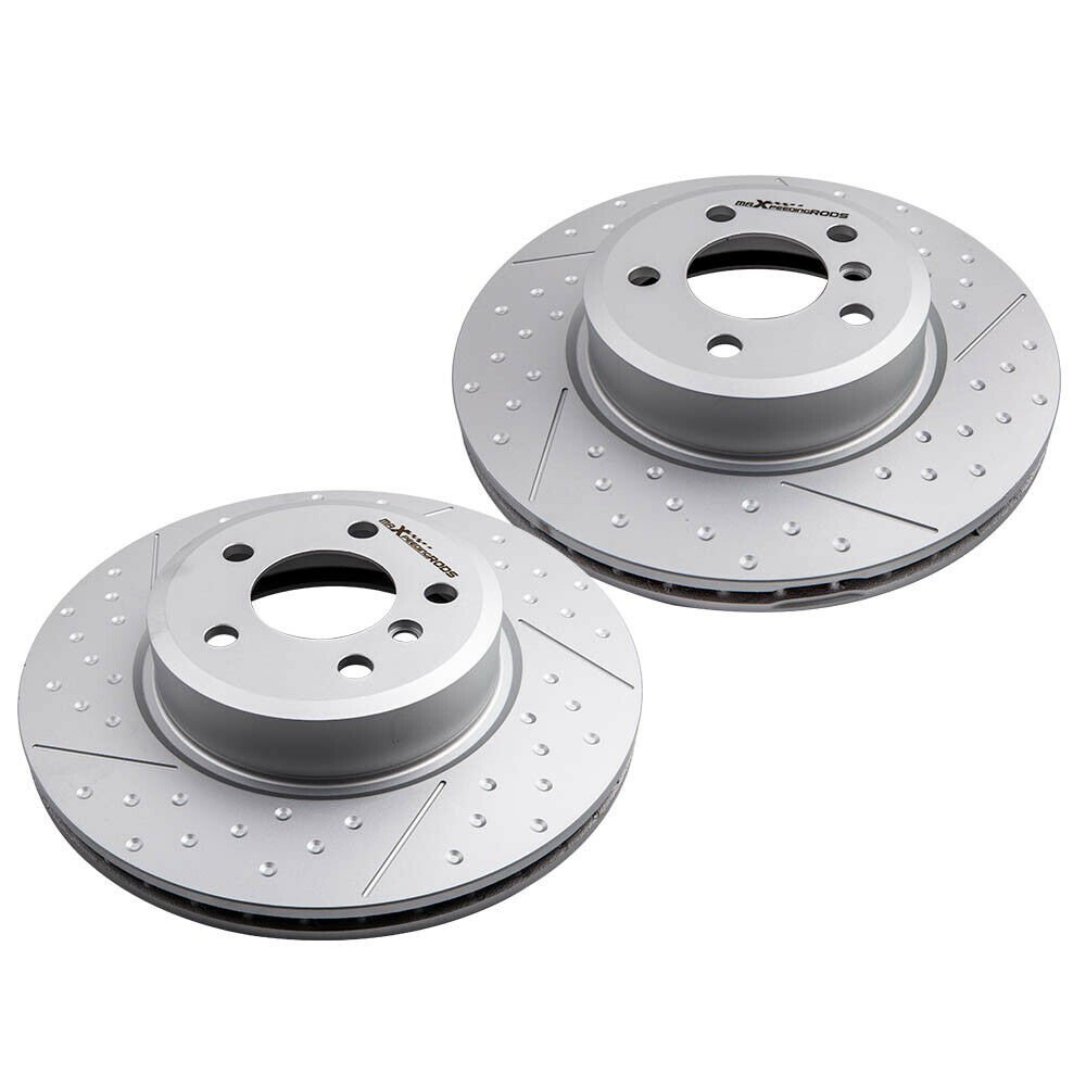 L & R Front Spoke Front Brake Rotors Dics Drilled fits for BMW F10 528i