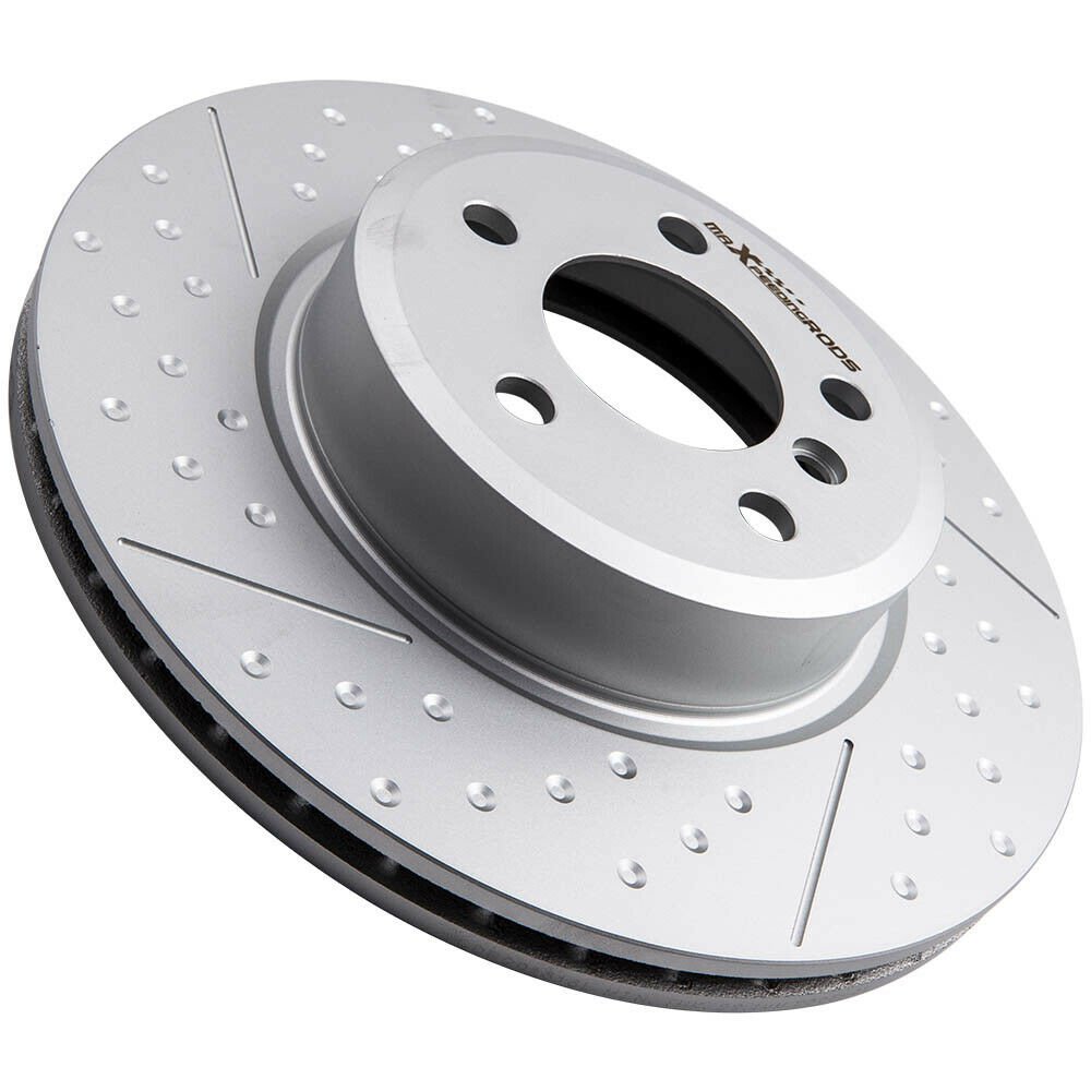 L & R Front Spoke Front Brake Rotors Dics Drilled fits for BMW F10 528i