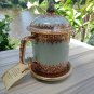 Antique porcelain celadon jade coffee tea mug thai benjarong in silkbox