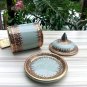 Antique porcelain celadon jade coffee tea mug thai benjarong in silkbox