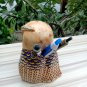 Vintage porcelain owl pen holder desk antique art thai benjarong decor