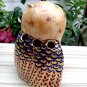 Vintage porcelain owl pen holder desk antique art thai benjarong decor