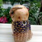Vintage porcelain owl pen holder desk antique art thai benjarong decor