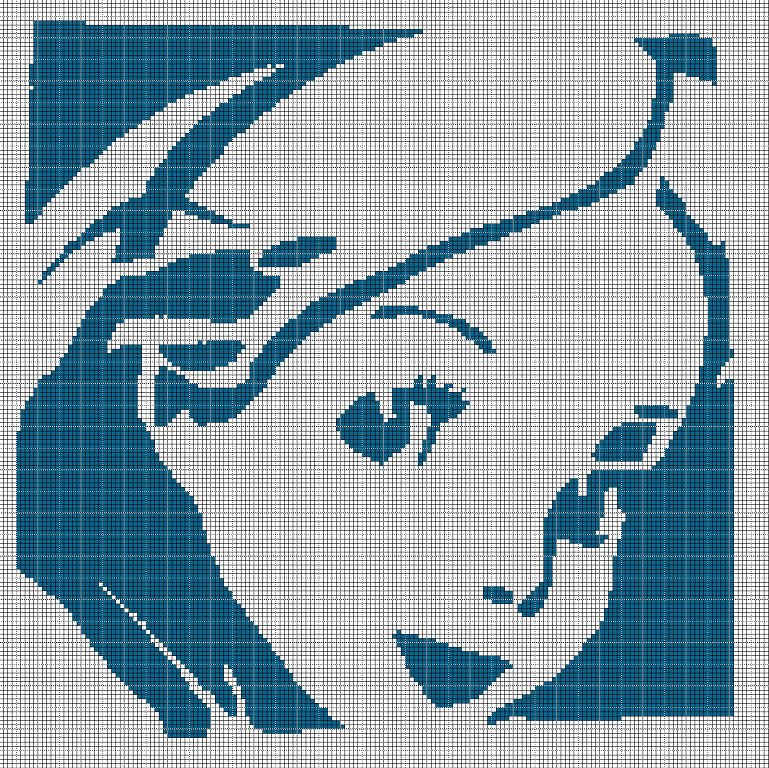 Alice face silhouette cross stitch pattern in pdf