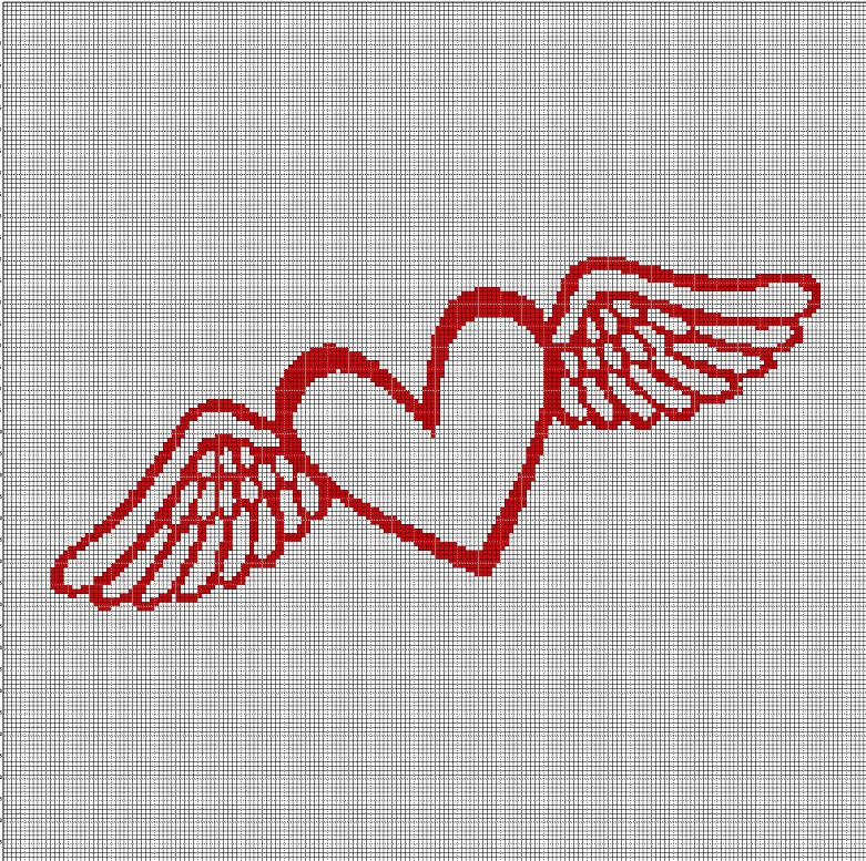 Angel symbol silhouette cross stitch pattern in pdf