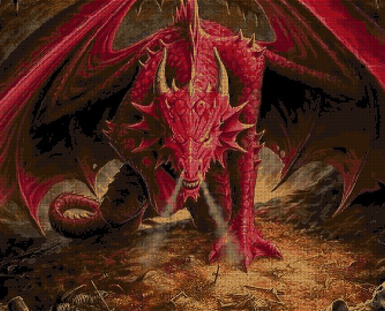Angry dragon DMC cross stitch pattern in pdf DMC