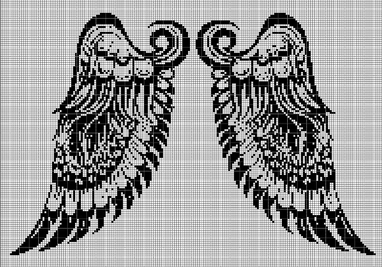 Angel wings 2 silhouette cross stitch pattern in pdf