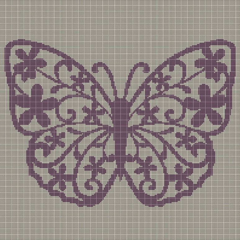 Art Butterfly silhouette cross stitch pattern in pdf