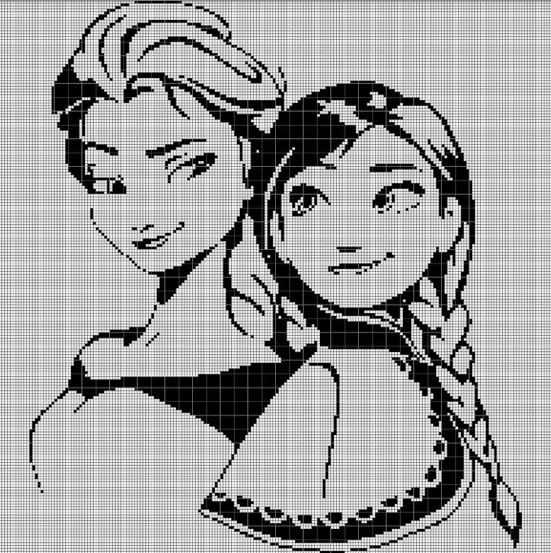 Anna and Elza silhouette cross stitch pattern in pdf