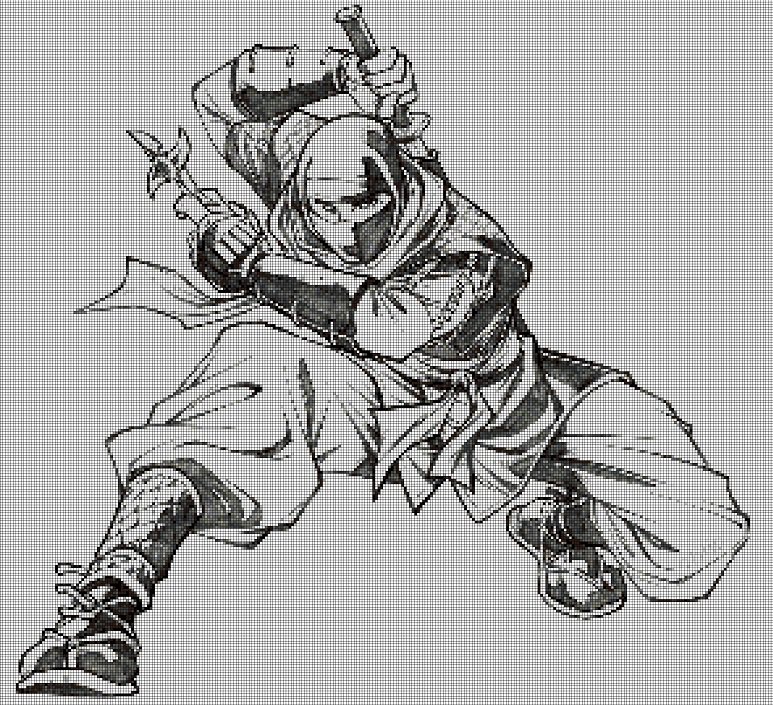 Manga-Ninja DMC cross stitch pattern in pdf DMC