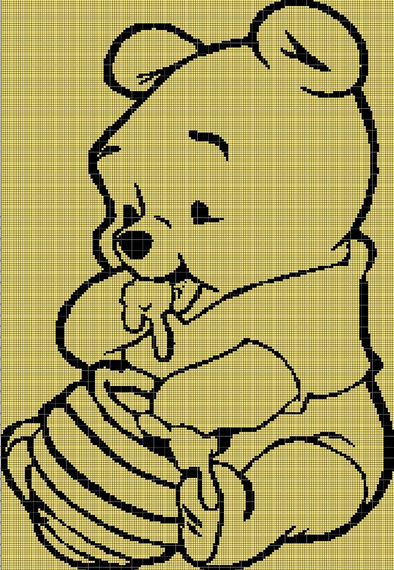 Baby Winnie the pooh silhouette cross stitch pattern in pdf