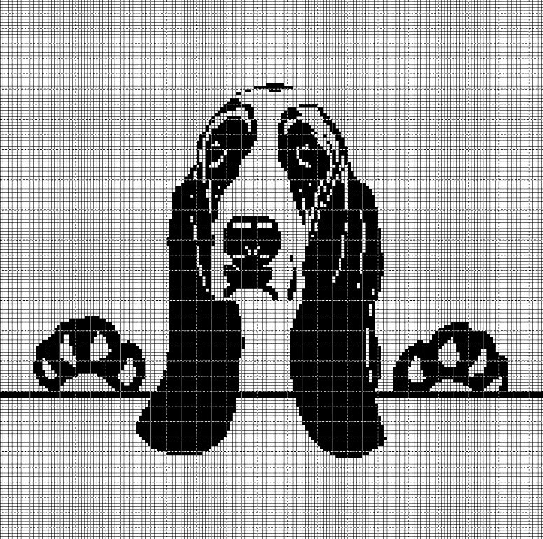 Basset hound silhouette cross stitch pattern in pdf