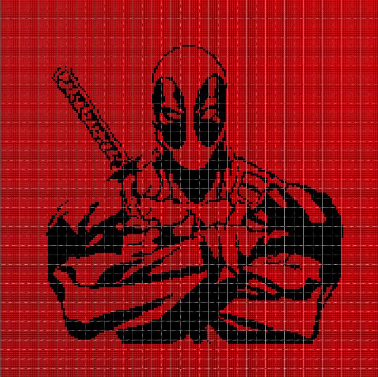 Deadpool silhouette cross stitch pattern in pdf