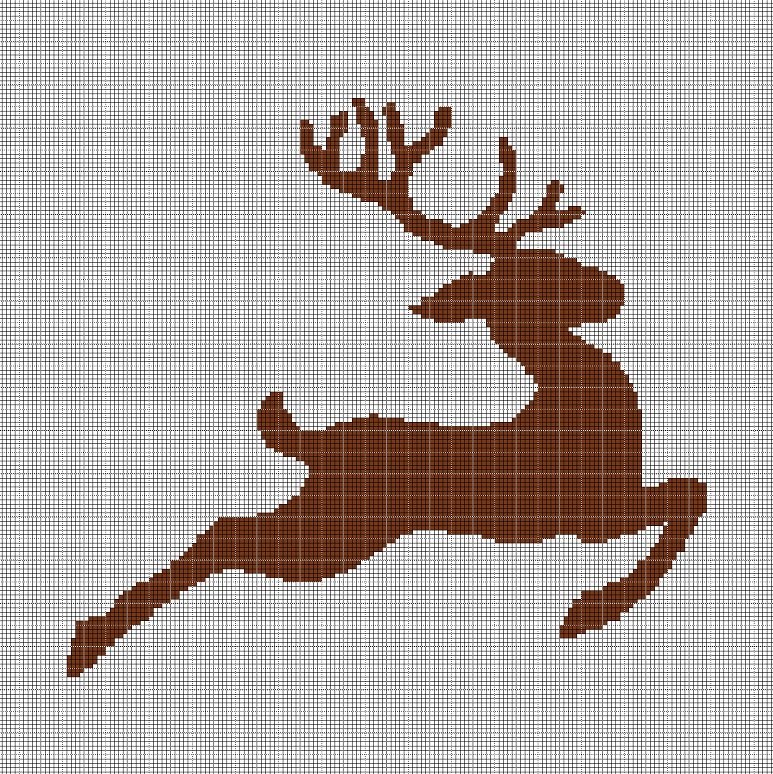 Deer silhouette cross stitch pattern in pdf